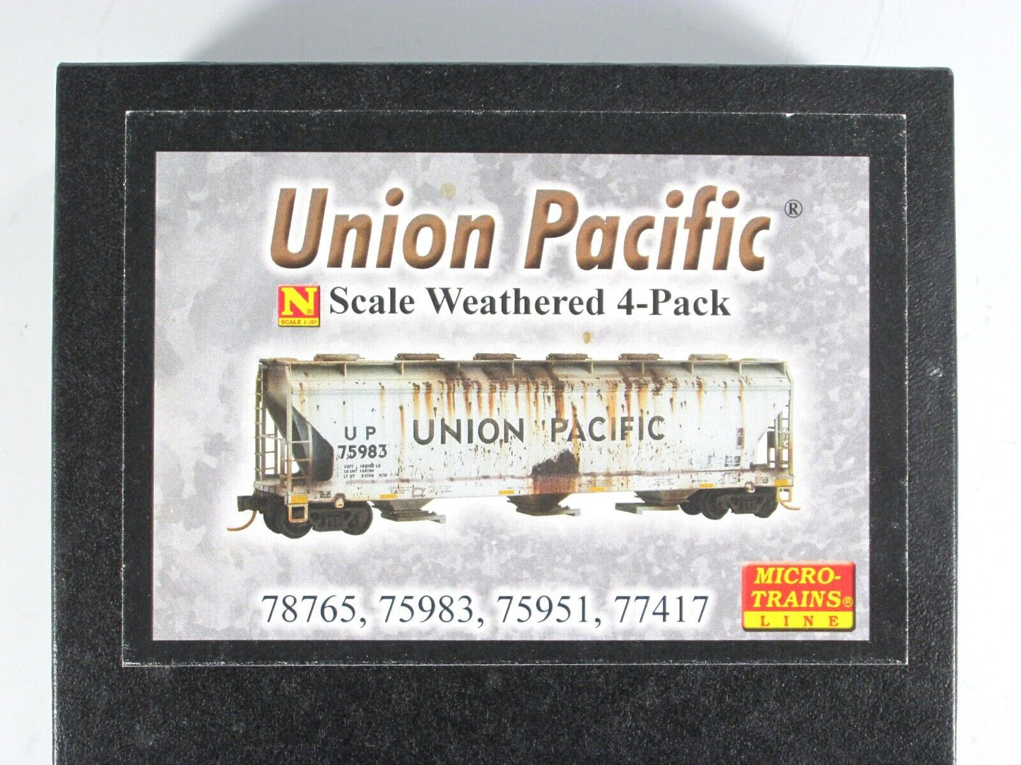 N Scale ***UNION PACIFIC*** Weathered Hopper 4-Pack Set -- Micro Trains 99305390