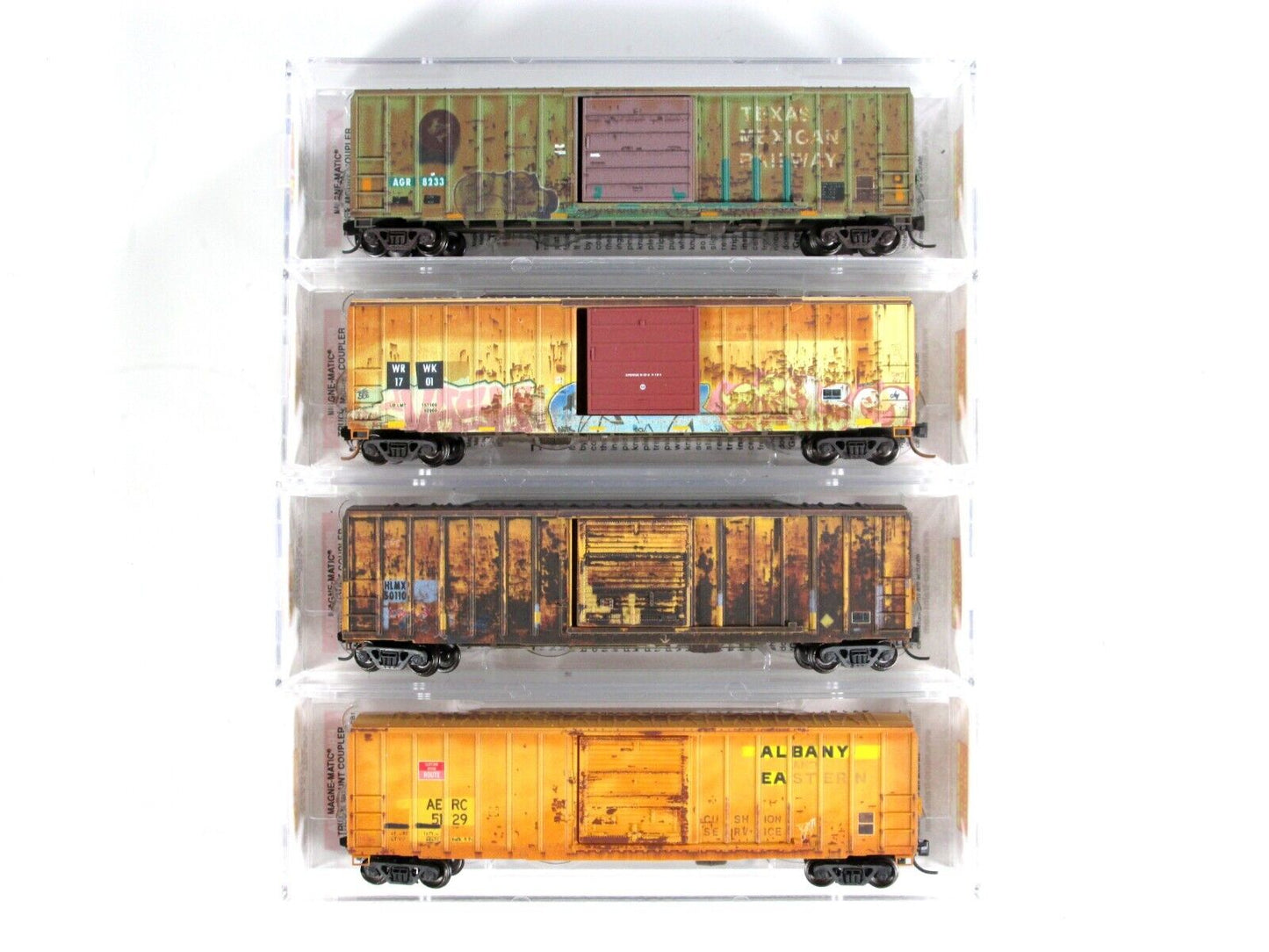 N Scale ***UNION PACIFIC, SP*** Weathered Box Car 4-Set -- Micro Trains 99301370