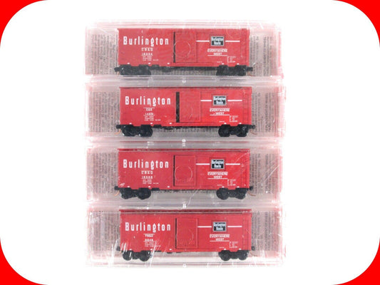 N Scale *BURLINGTON CASTLE ROCK* Joint Line 4 Box Car Set - Micro Trains **RARE*