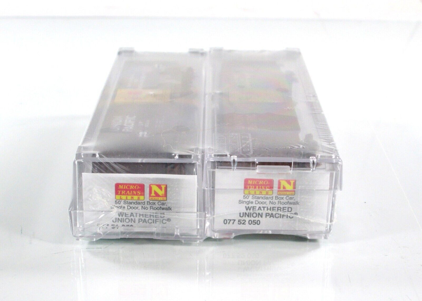 N Scale ***UNION PACIFIC*** Weathered 50' Box Car 2-Pack - Micro Trains 07744050