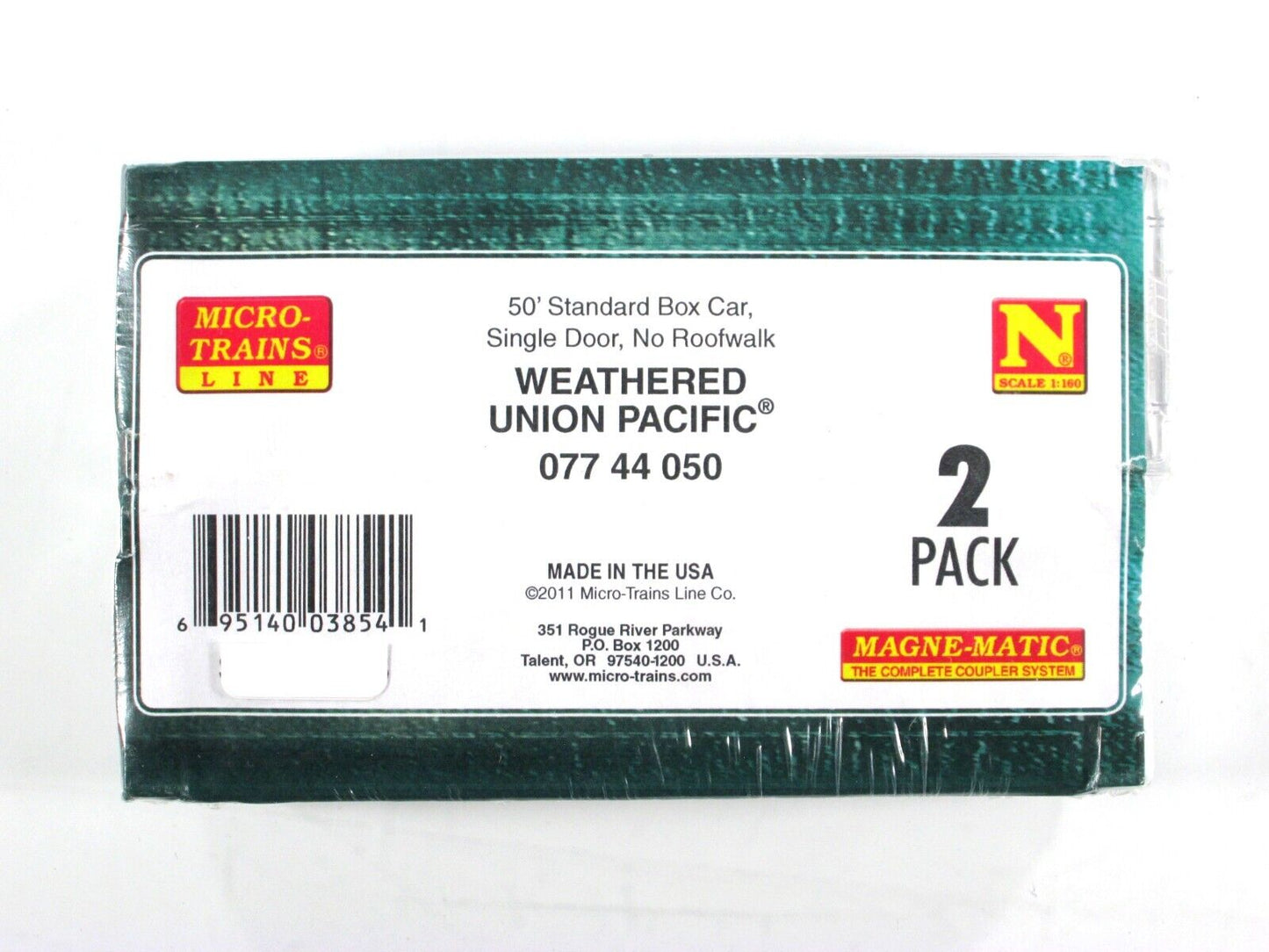 N Scale ***UNION PACIFIC*** Weathered 50' Box Car 2-Pack - Micro Trains 07744050