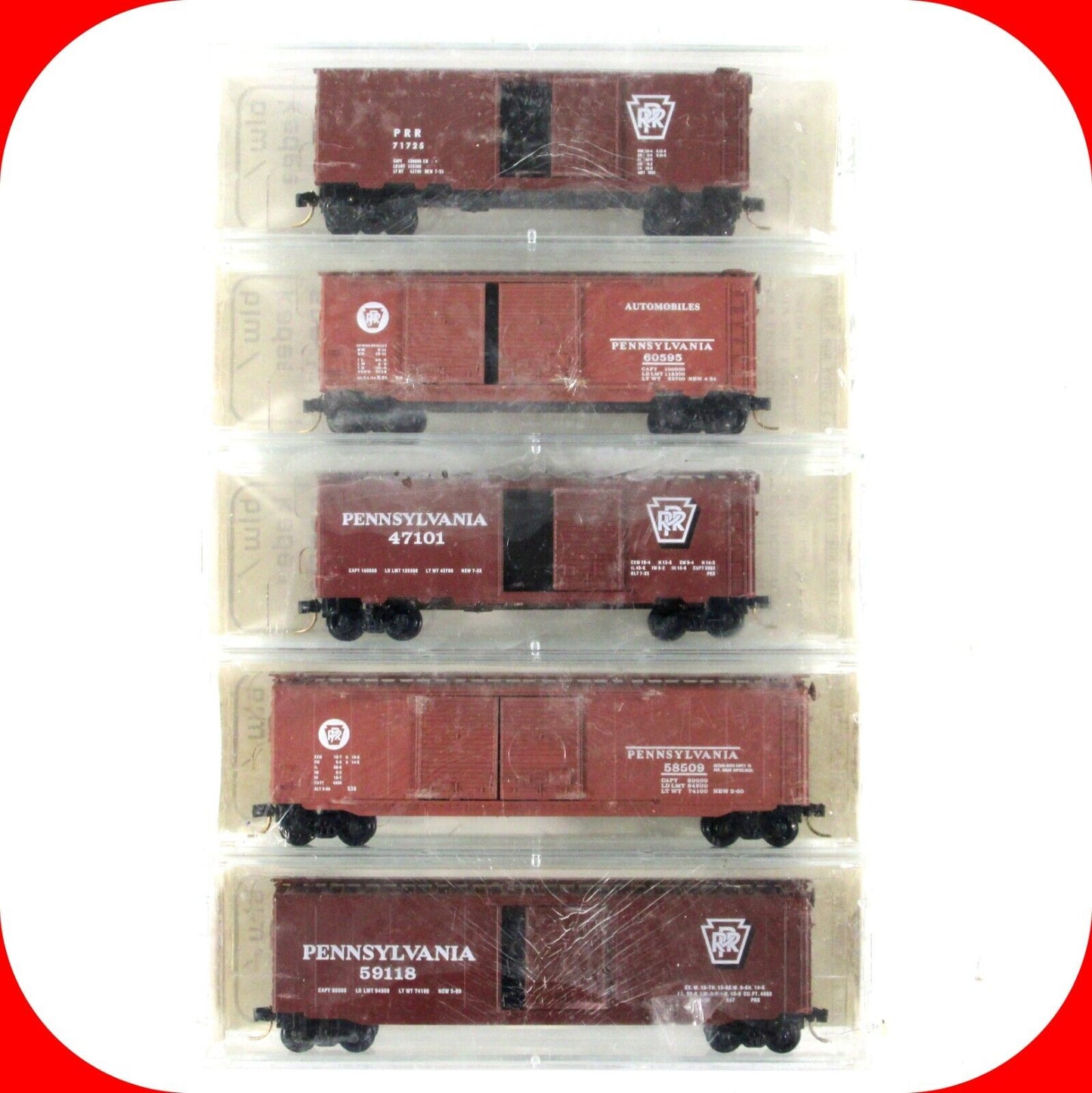 N Scale ***PENNSYLVANIA*** Box Car 5-Pack - Kadee Micro Trains / BLW Special Run