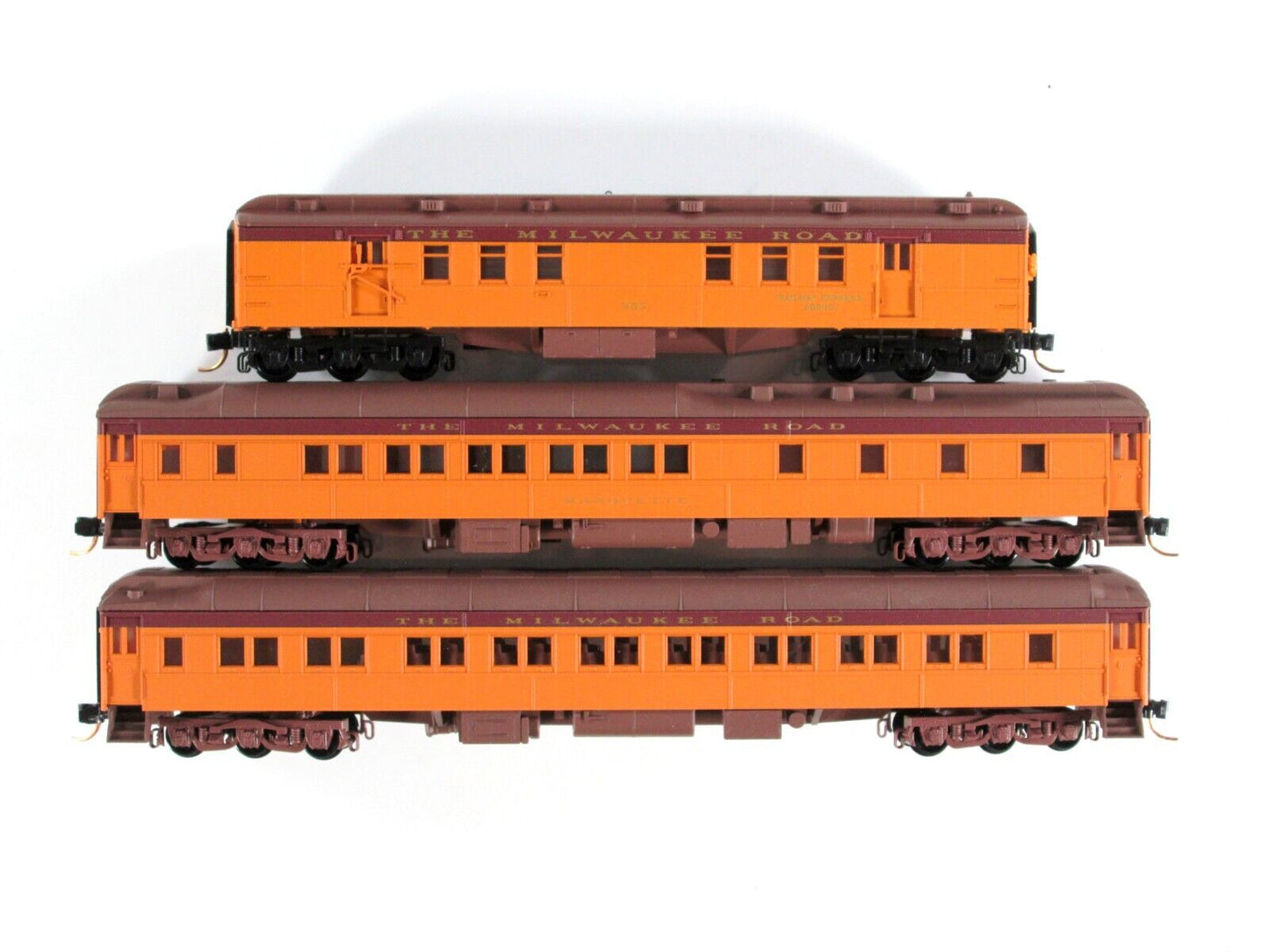 N Scale MILWAUKEE ROAD Heavyweight RPO, Sleeper, Parlor 3-Car Set - Micro Trains