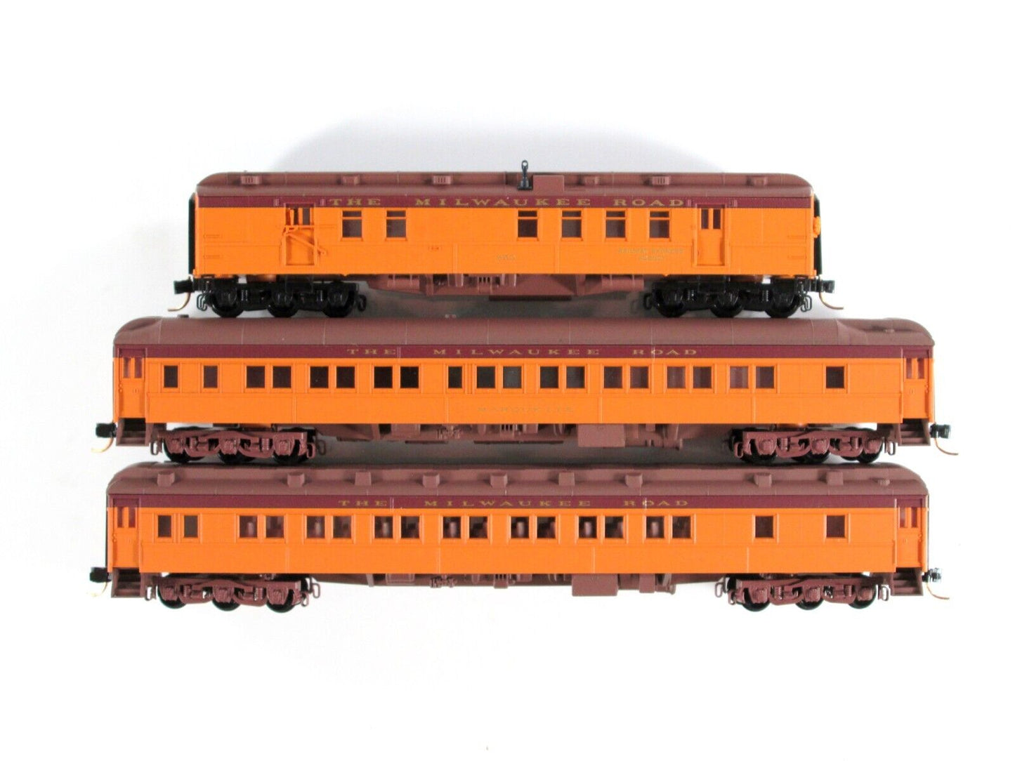 N Scale MILWAUKEE ROAD Heavyweight RPO, Sleeper, Parlor 3-Car Set - Micro Trains
