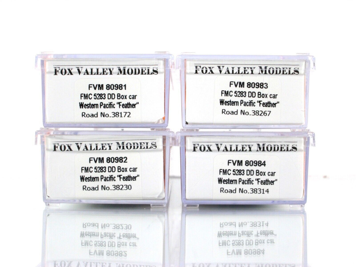 N Scale **WESTERN PACIFIC** FEATHER 50' Box Car 4-Set -- Fox Valley 8098 **RARE*