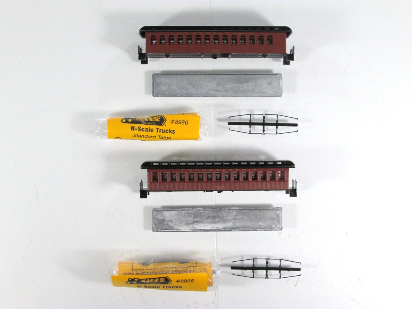 N Scale PENNSYLVANIA OVERLAND Passenger Coach Set Roundhouse 88001 -Knuckle Cplr