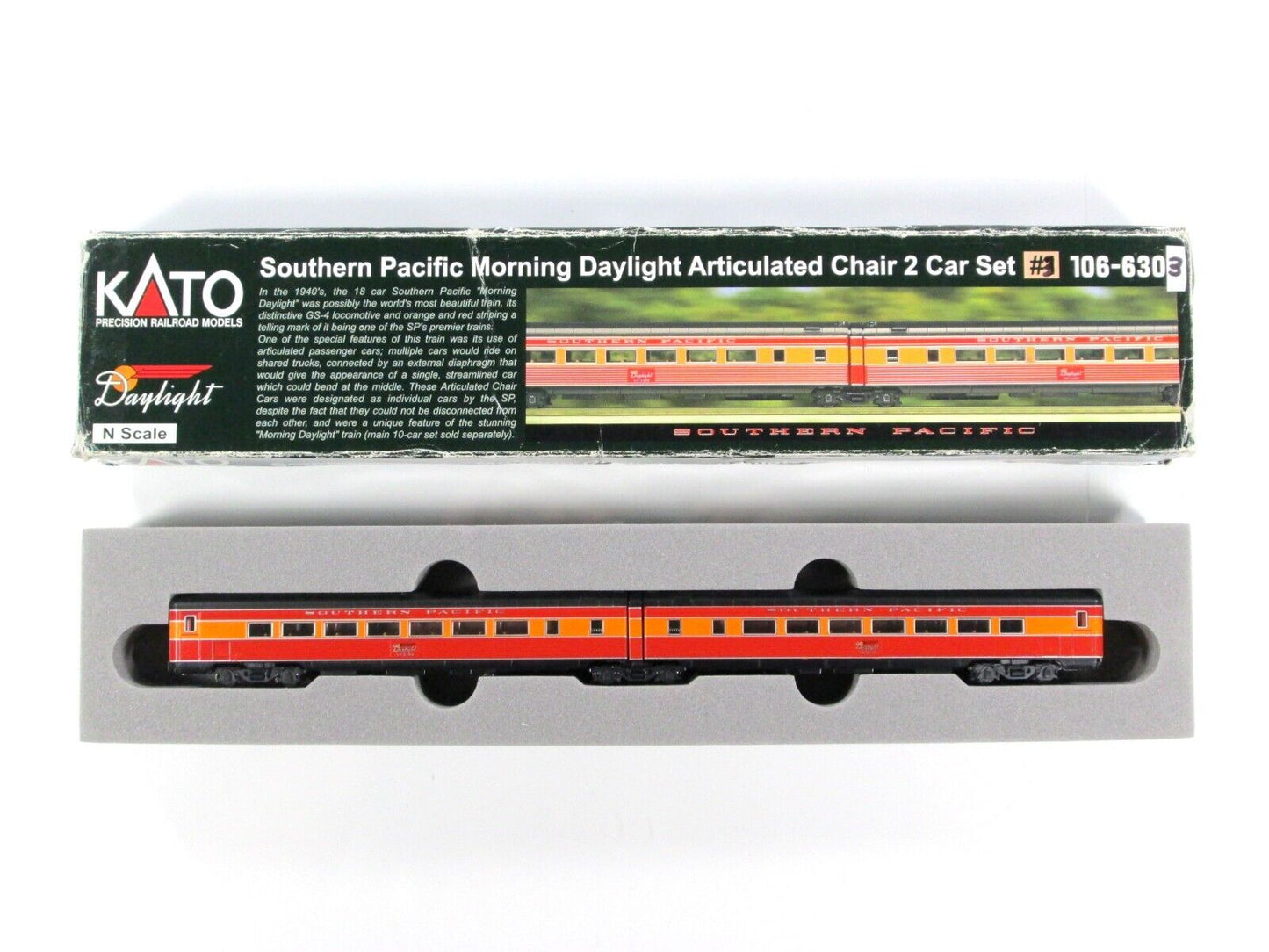 N Scale SOUTHERN PAC. MORNING DAYLIGHT Articulated Car #2479,2480 -Kato 106-6303