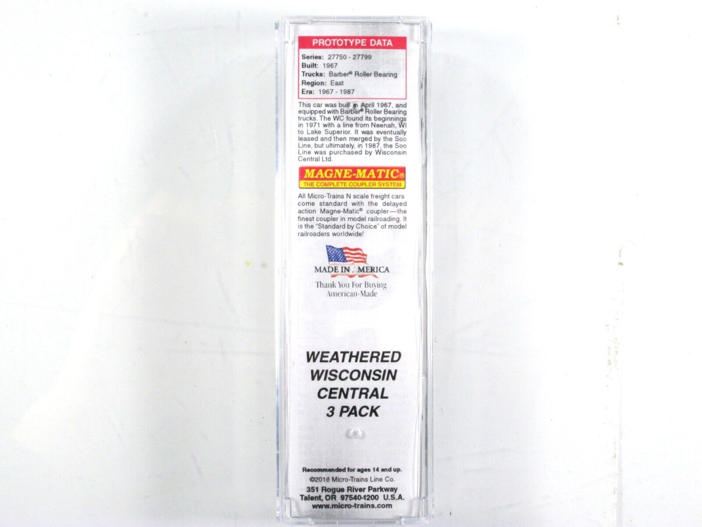 N Scale ***WISCONSIN CENTRAL*** Weathered Box Car #27768 - Micro Trains 02752400