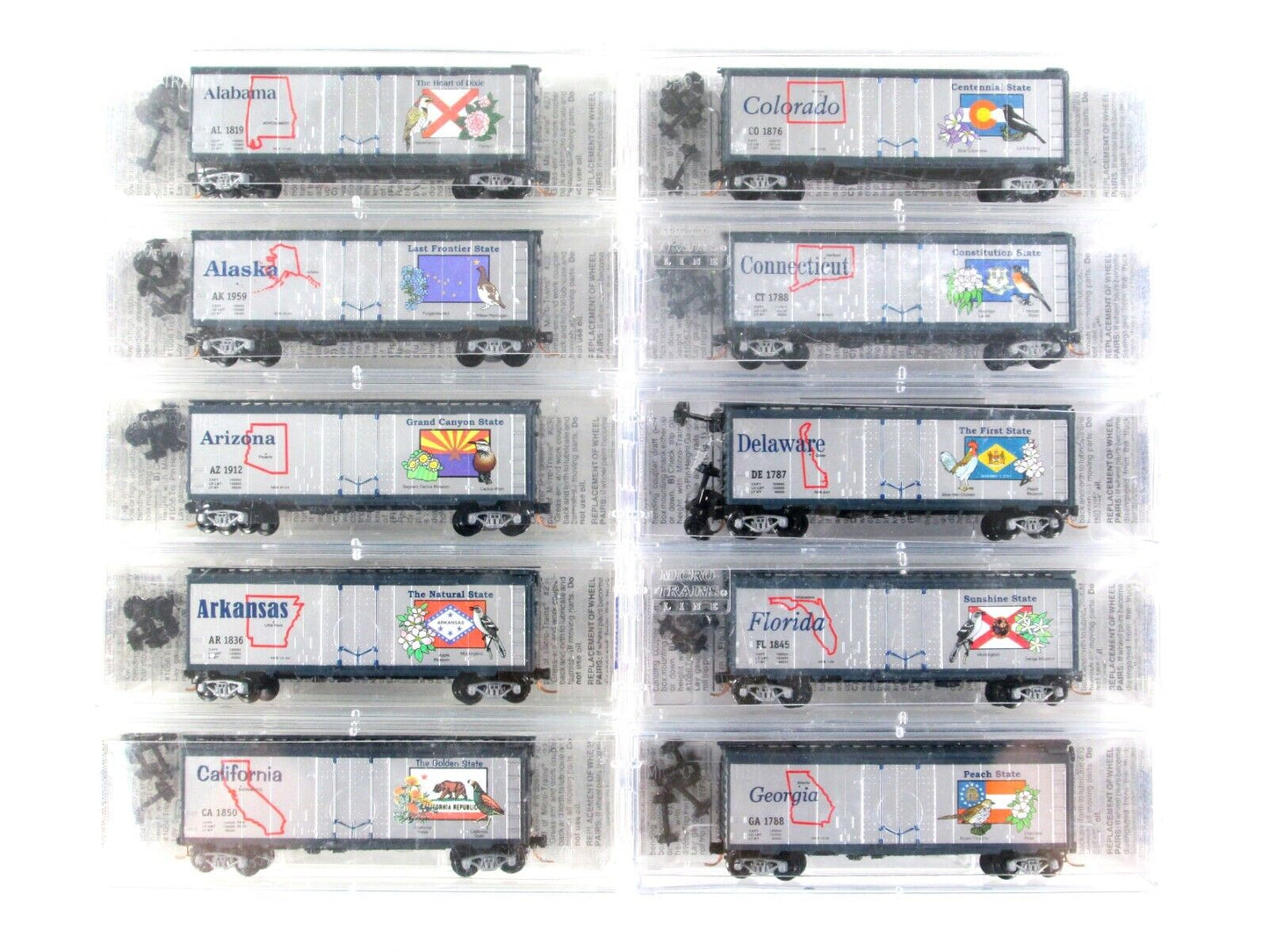 N Scale UNITED STATES of AMERICA  40' Box Car Full 50-pc Set - Micro Trains *NEW