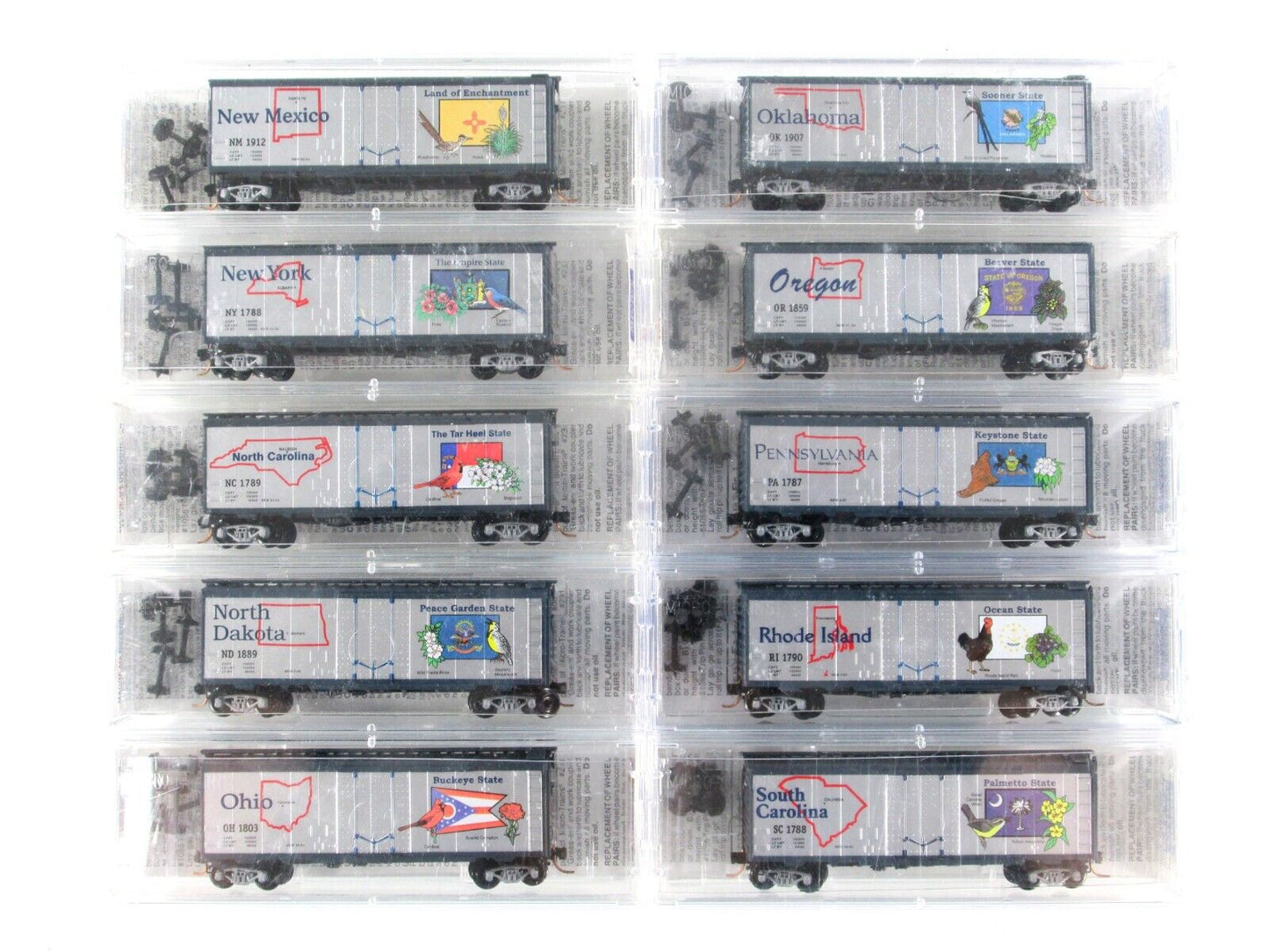 N Scale UNITED STATES of AMERICA  40' Box Car Full 50-pc Set - Micro Trains *NEW