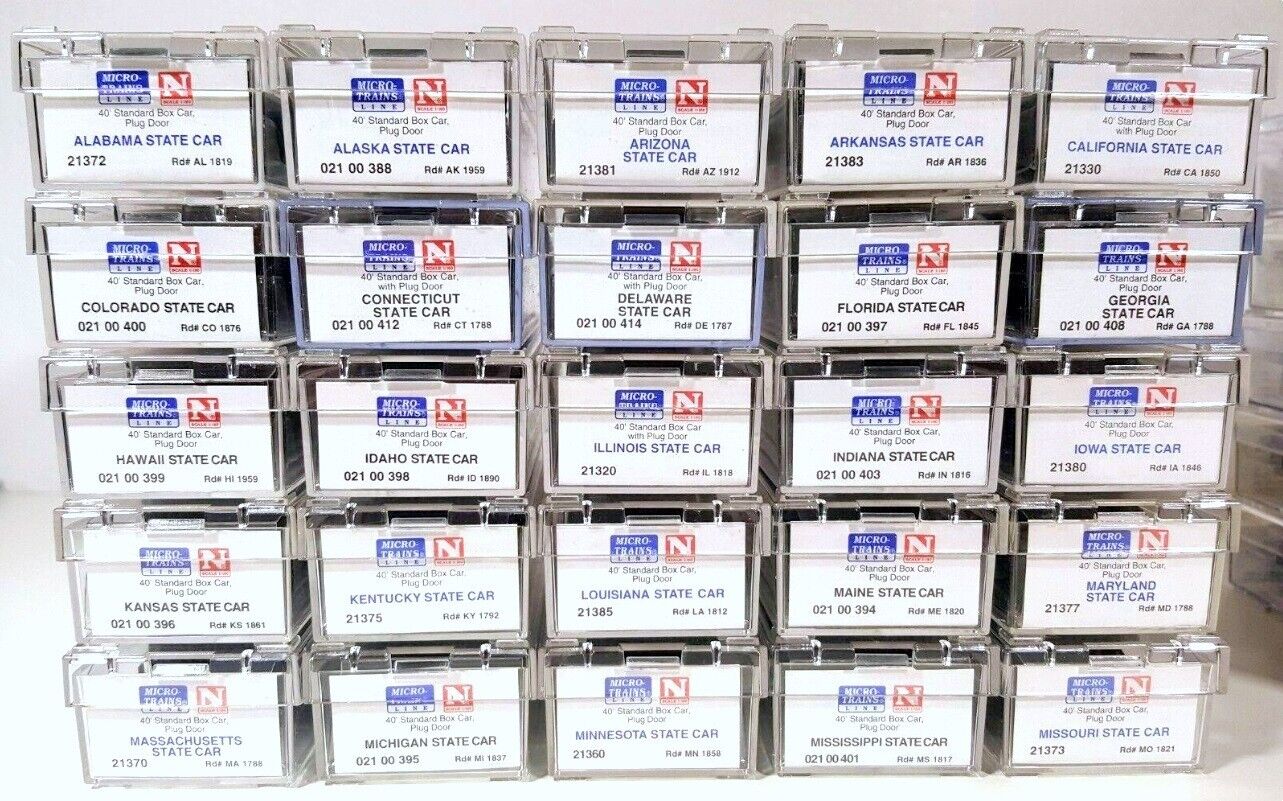 N Scale UNITED STATES of AMERICA  40' Box Car Full 50-pc Set - Micro Trains *NEW