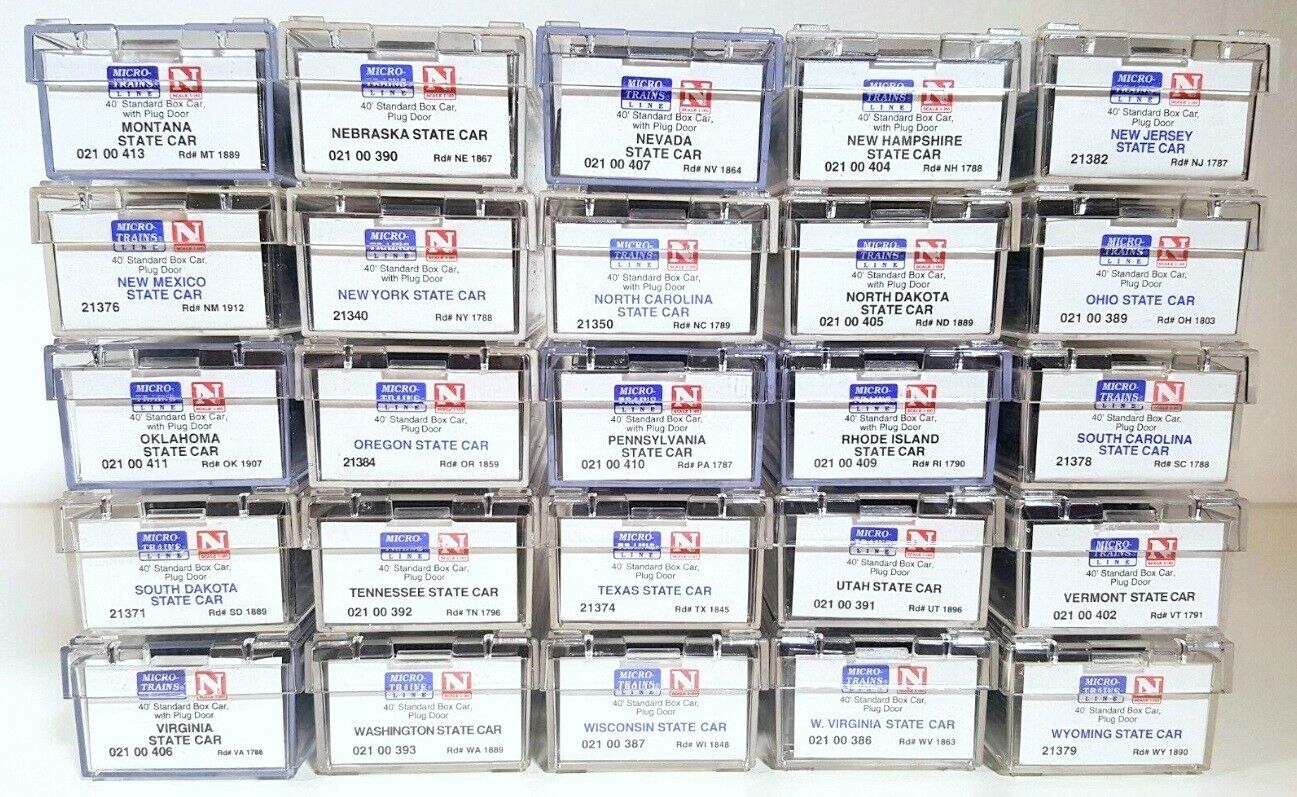 N Scale UNITED STATES of AMERICA  40' Box Car Full 50-pc Set - Micro Trains *NEW