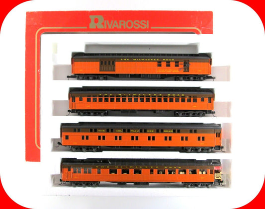 HO Scale MILWAUKEE ROAD 1920s 4-Passenger Set B - Rivarossi 6905, Knuckle Cplrs