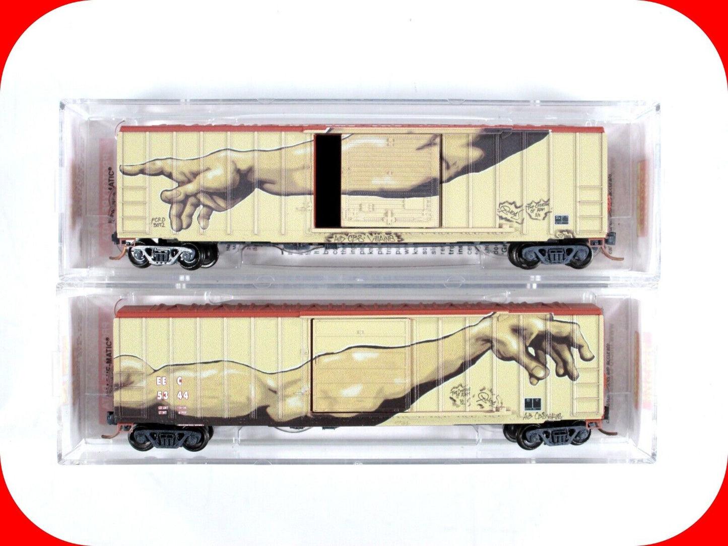 N Scale **CREATION of ADAM** Graffiti Box 2-Car Set -- Micro Trains Special