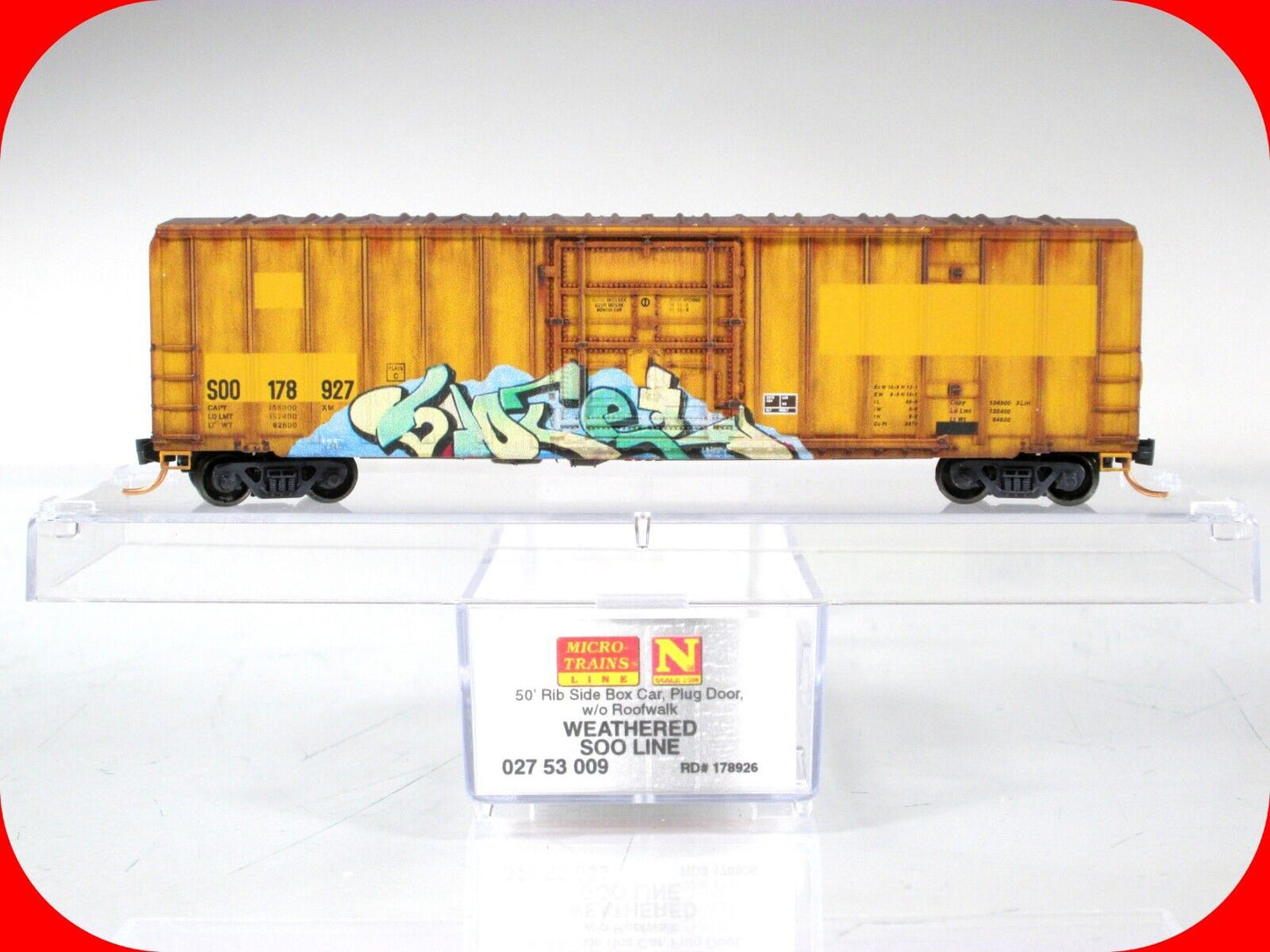 N Scale ***SOO LINE*** Weathered 50' Box Car SOO #178927 - Micro Trains 02753009