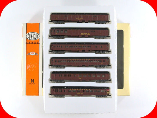 N Scale ***PENNSYLVANIA*** Heavyweight Passenger Car 6-Pack Set - Con-Cor 570002