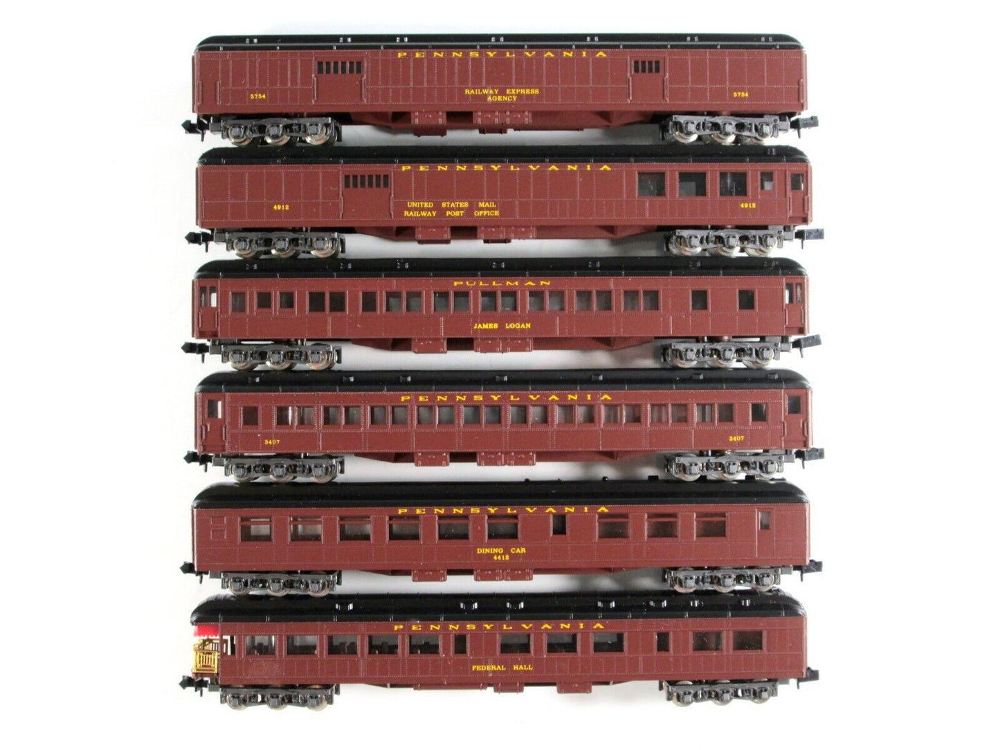 N Scale ***PENNSYLVANIA*** Heavyweight Passenger Car 6-Pack Set - Con-Cor 570002
