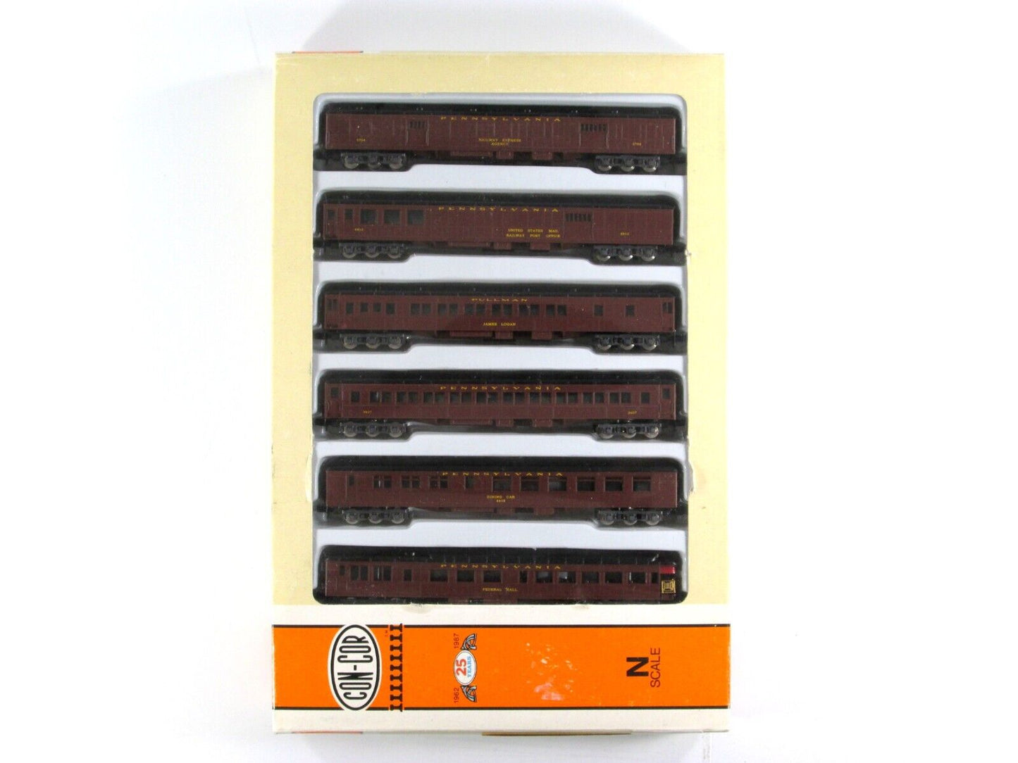 N Scale ***PENNSYLVANIA*** Heavyweight Passenger Car 6-Pack Set - Con-Cor 570002