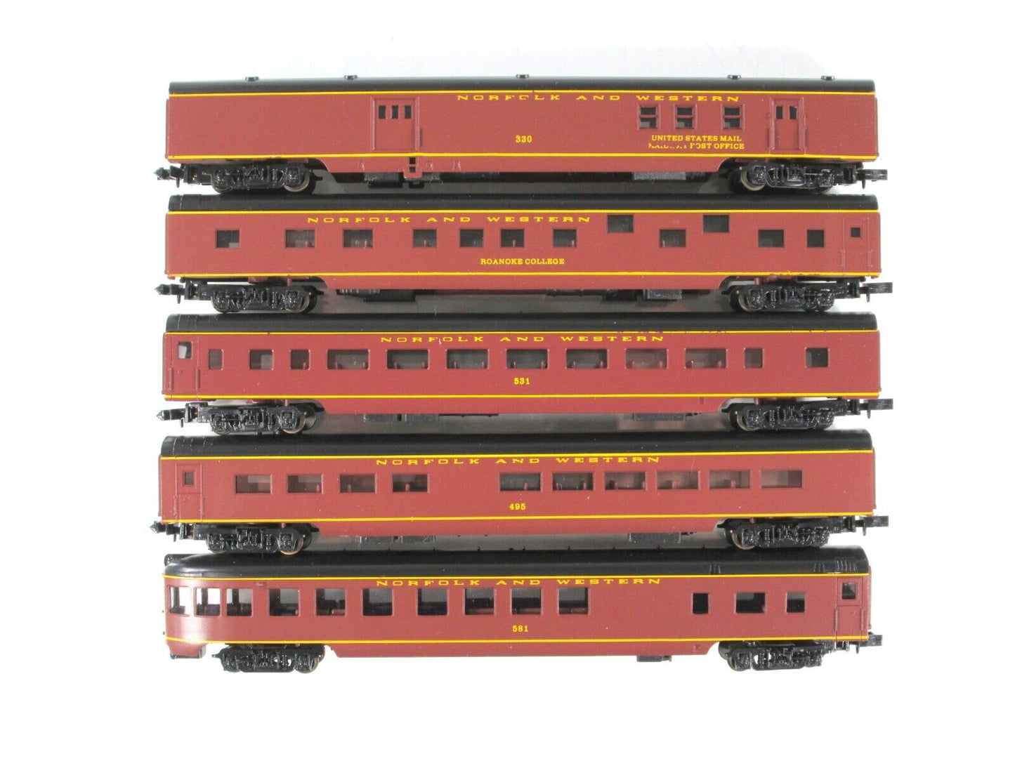 N Scale ***NORFOLK & WESTERN*** Lightweight Passenger 5-Car Set - Con-Cor 004010