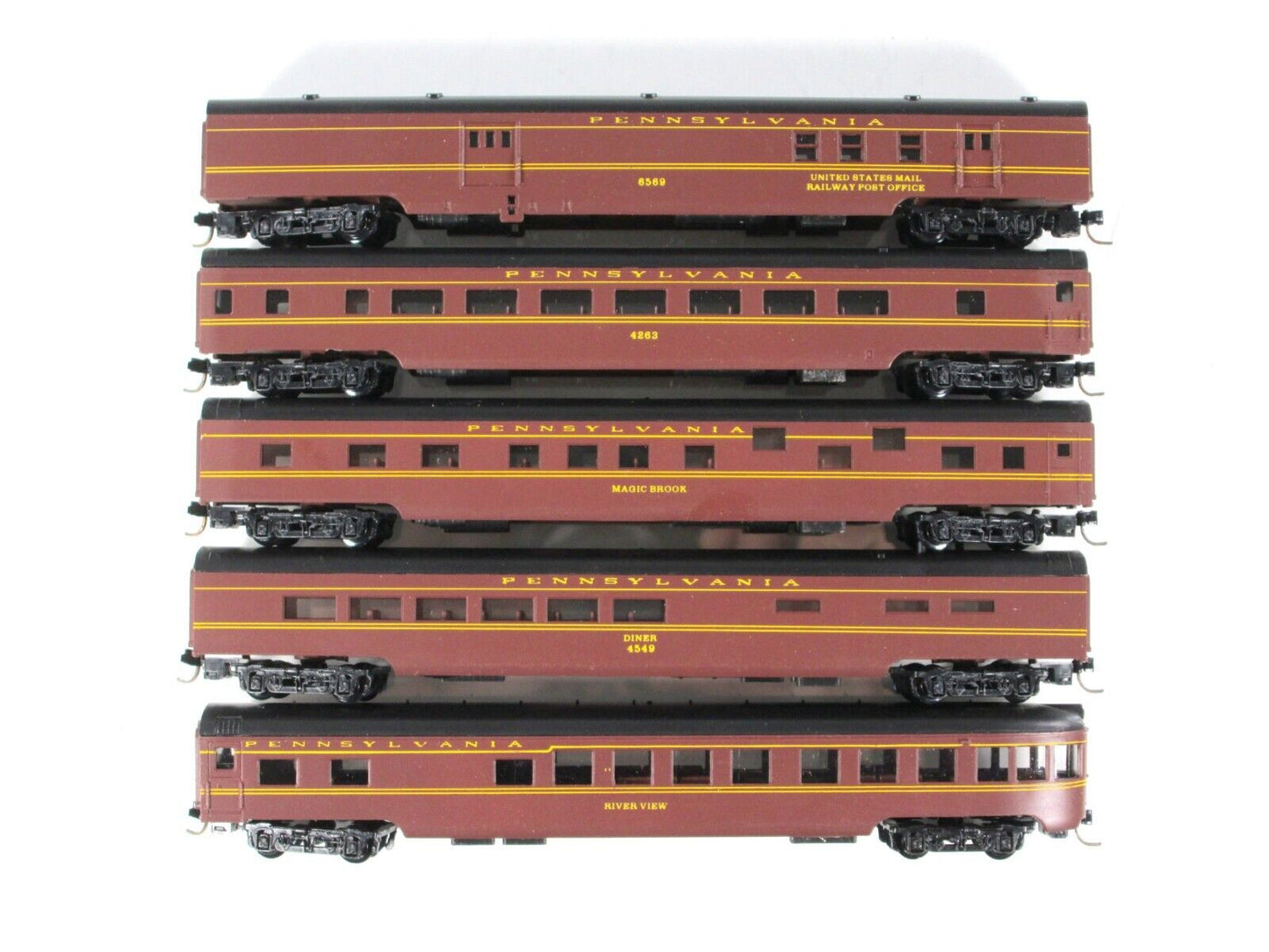 N Scale *PENNSYLVANIA* Lightweight Passenger 5-Car Set - Con-Cor 4001, MTL Cplrs
