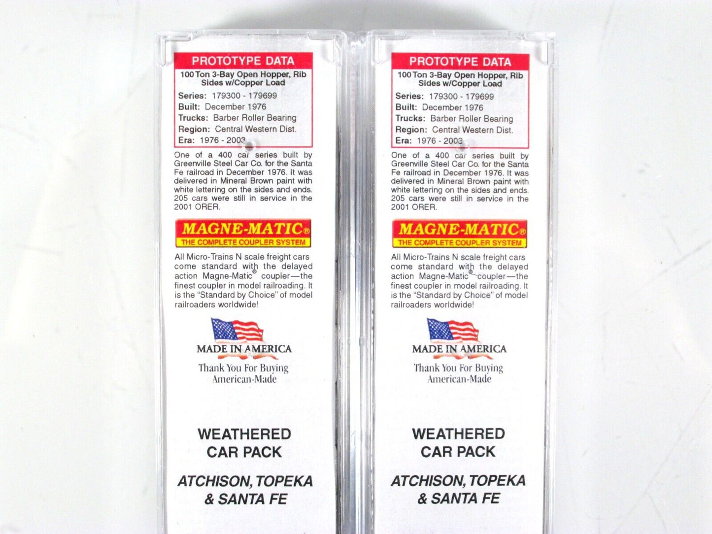 N Scale **SANTA FE** Weathered & Graffiti Hopper 2-Pack -- Micro Trains 99305080