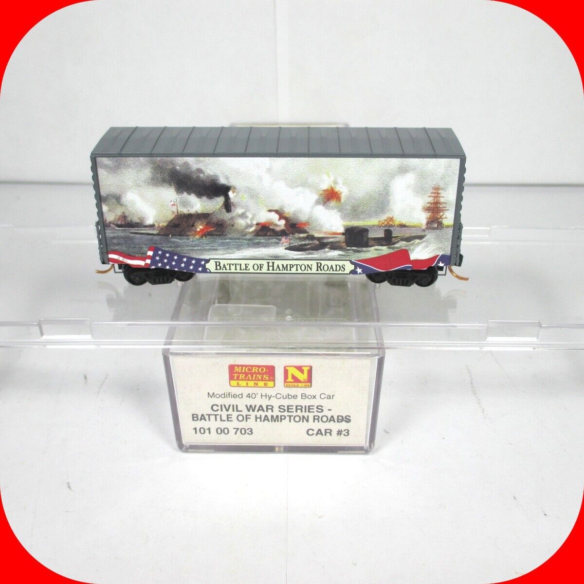 N Scale *BATTLE of HAMPTON ROADS* 40' Hy-Cube Box Car -- Micro Trains 10100703