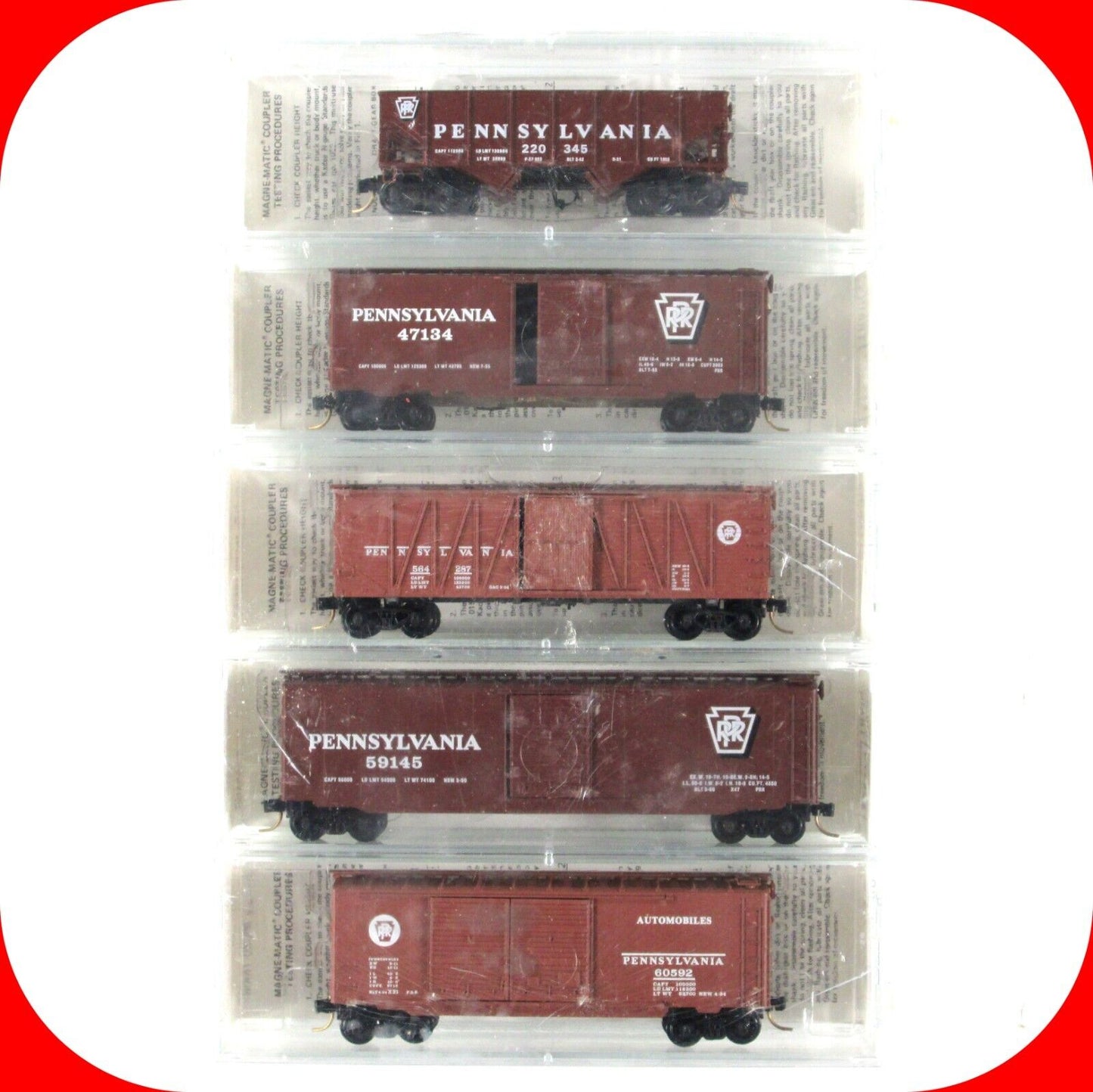 N Scale **PENNSYLVANIA** Box Car & Hopper 5-Pack -Kadee Micro Trains Special Run