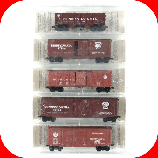 N Scale **PENNSYLVANIA** Box Car & Hopper 5-Pack -Kadee Micro Trains Special Run