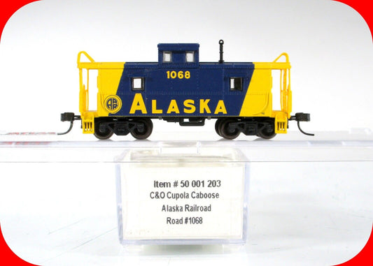 N Scale ***ALASKA*** C&O Steel Cupola Caboose, ARR #1068 - Atlas 50001203 **RARE