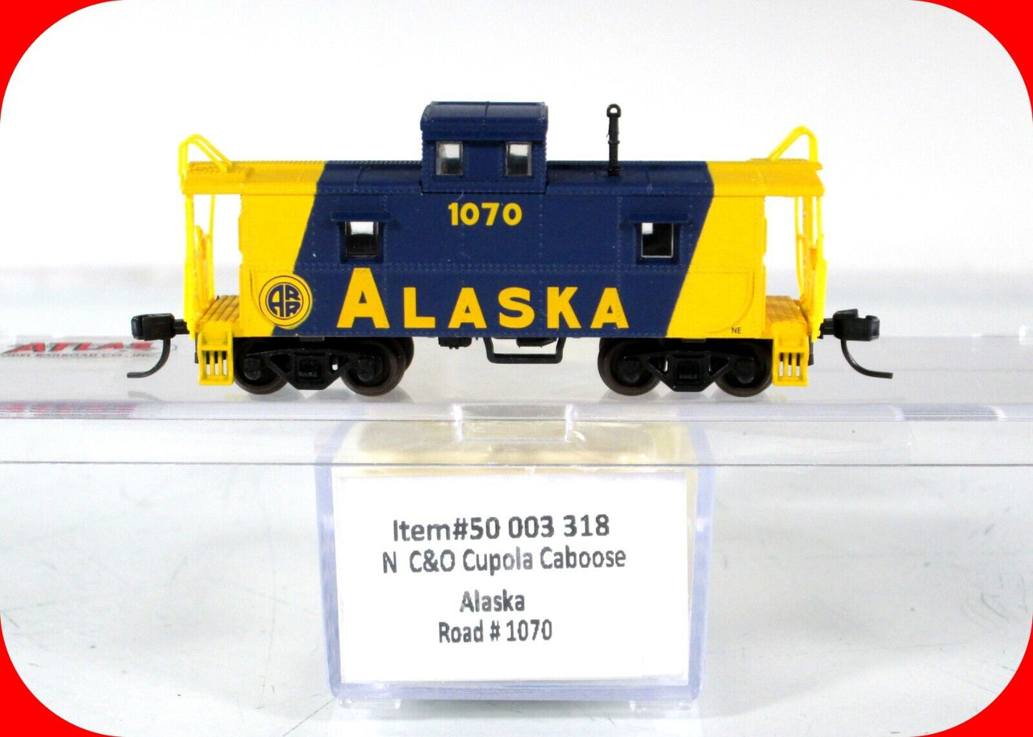 N Scale ***ALASKA*** C&O Steel Cupola Caboose, ARR #1070 - Atlas 50003318 **RARE