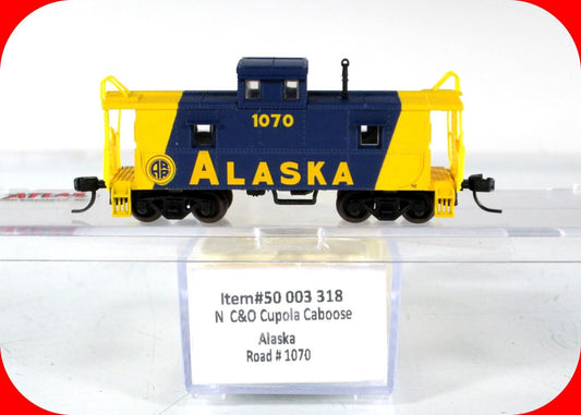 N Scale ***ALASKA*** C&O Steel Cupola Caboose, ARR #1070 - Atlas 50003318 **RARE