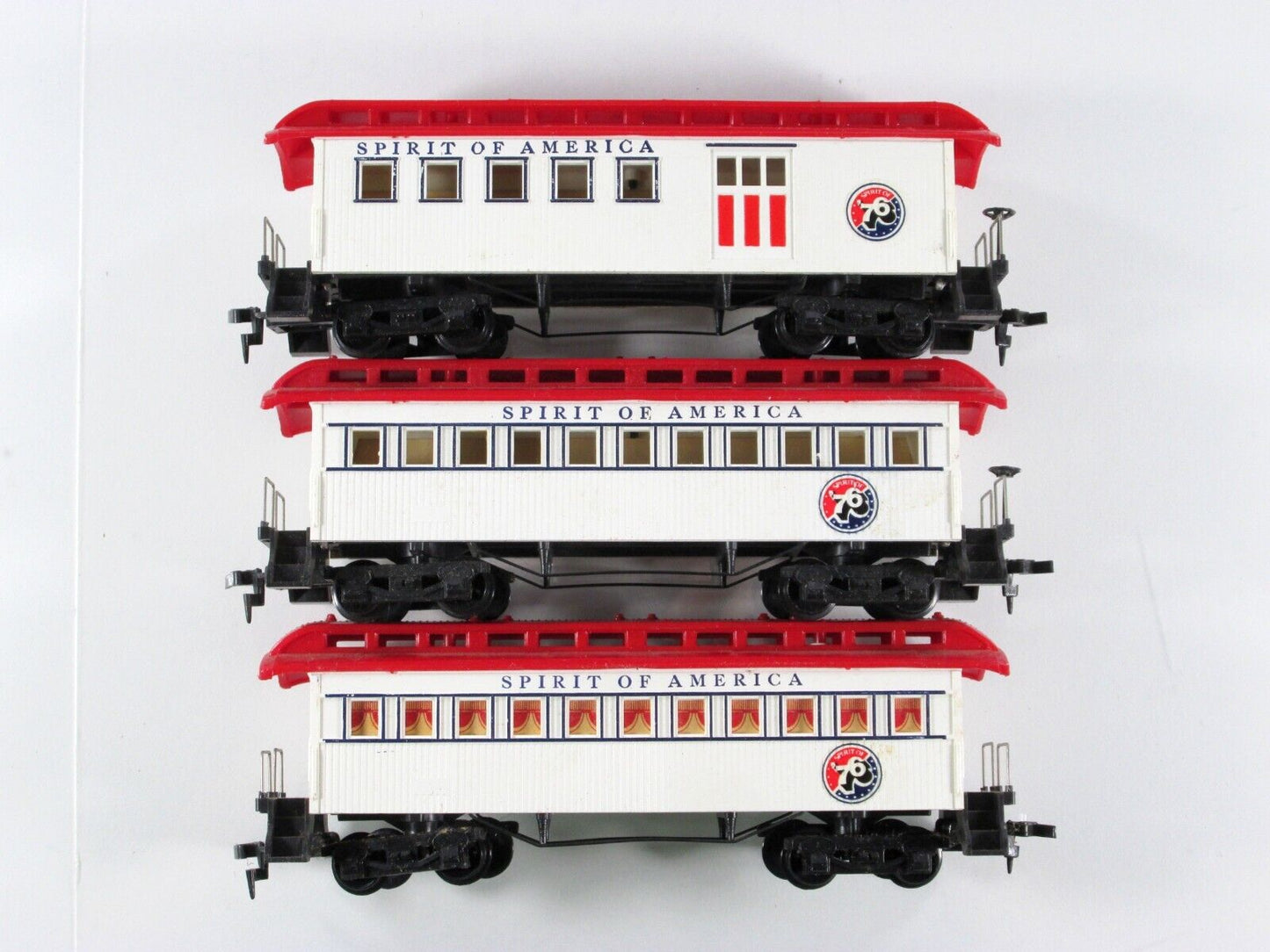 HO Scale ****SPIRIT of '76 - AMERICA**** Overton Passenger Car 3-Pack Set - Tyco
