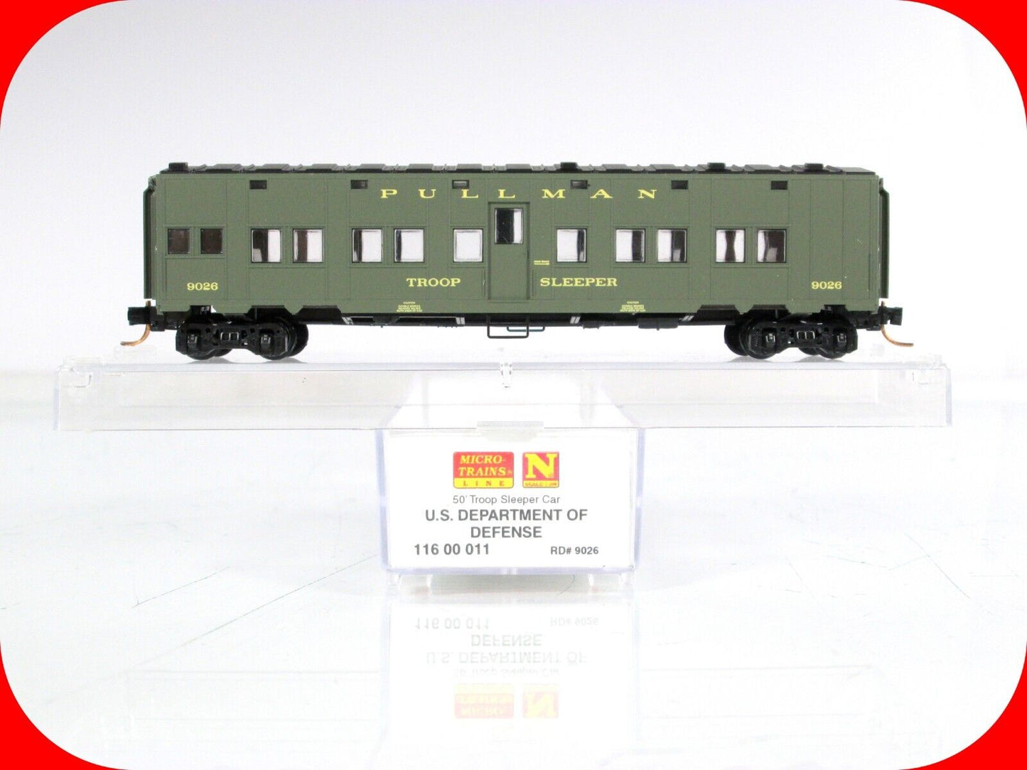 N Scale WWII Dept. Defense TROOP SLEEPER Car, #9026 -Micro Trains 11600011 *RARE