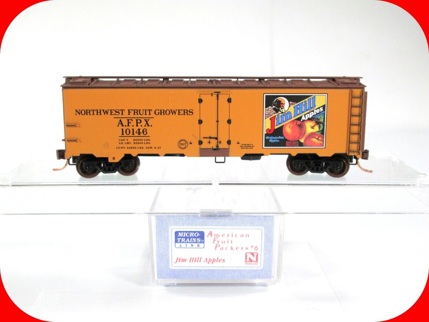 N Scale *JIM HILL APPLES* Reefer #06, AFPX #10146 -Micro Trains, Lowell Smith