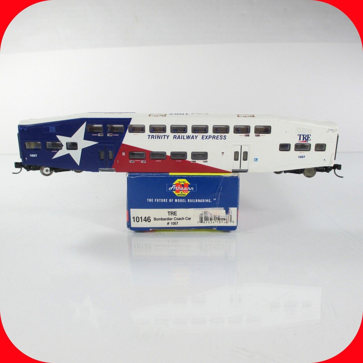 N Scale TRINITY RAILWAY EXPRESS Dallas Bombardier Coach, TRE 1057 -Athearn 10146
