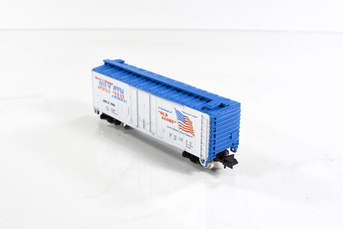 N Scale JULY 4th *Happy Birthday* *Old Glory* Box Car, BBCX 1981 - Atlas Bev-Bel