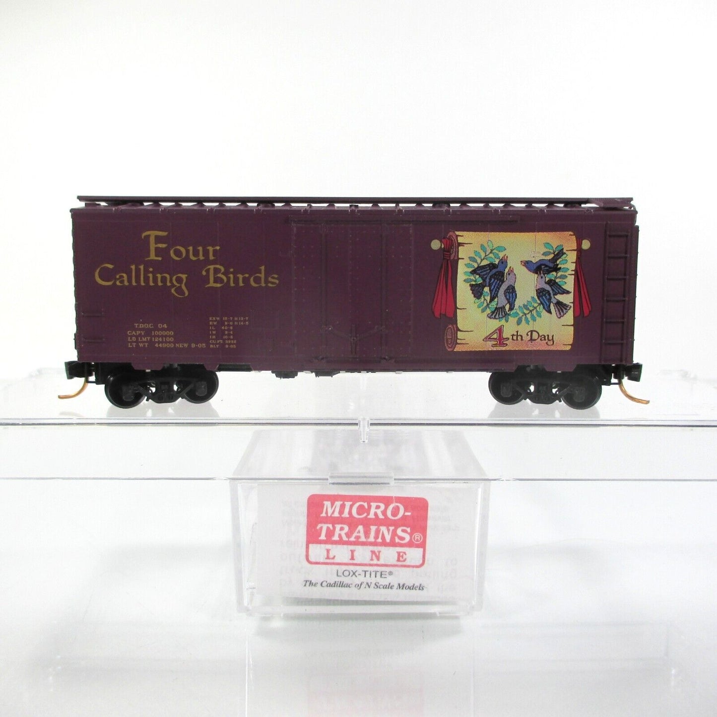 N Scale **FOUR CALLING BIRDS** 12 Days Christmas Box Car - Micro Trains 02100504
