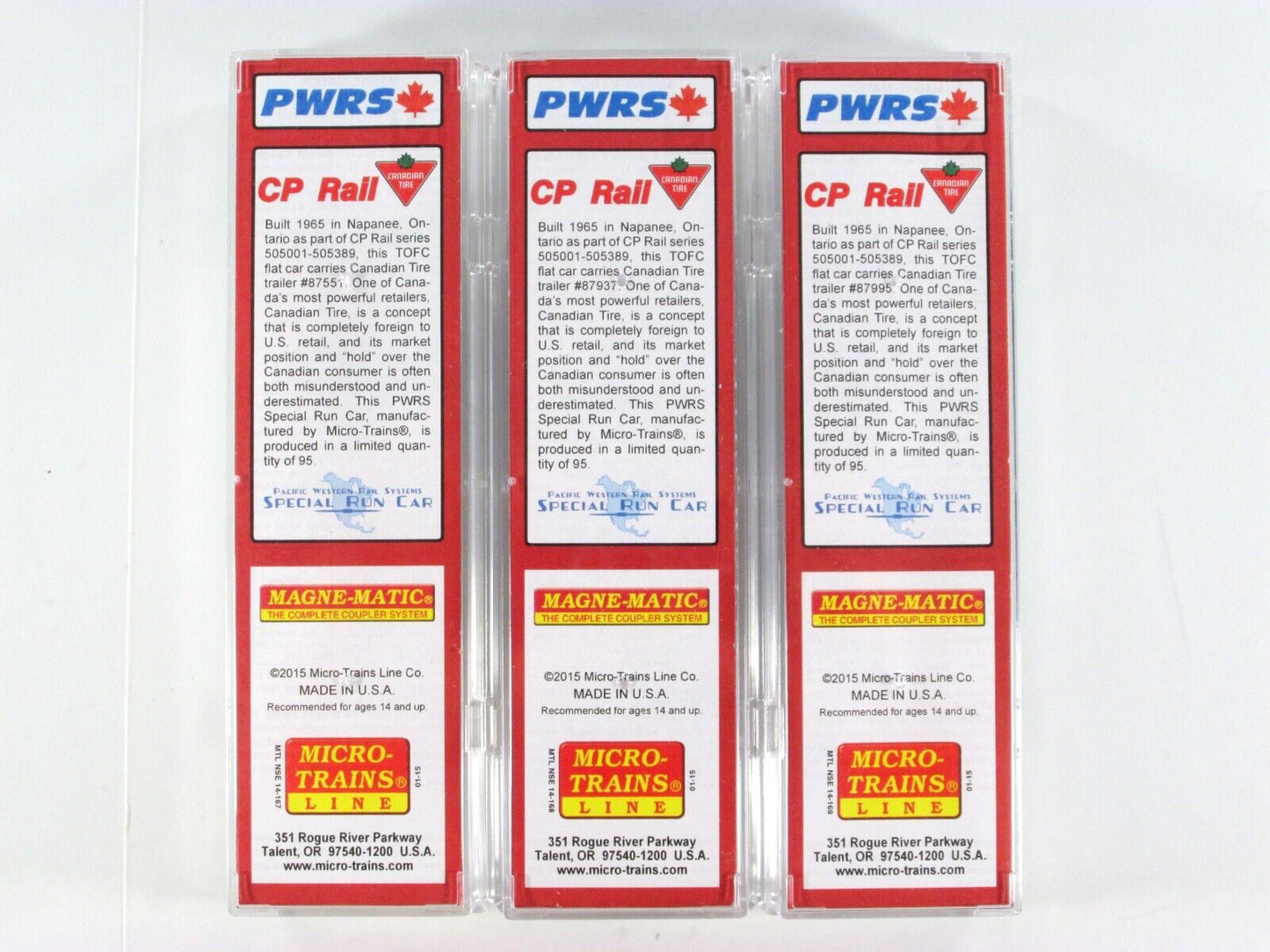 N Scale **CP RAIL / CANADIAN TIRE** TOFC 3-Set -Micro Trains, PWRS Special *RARE