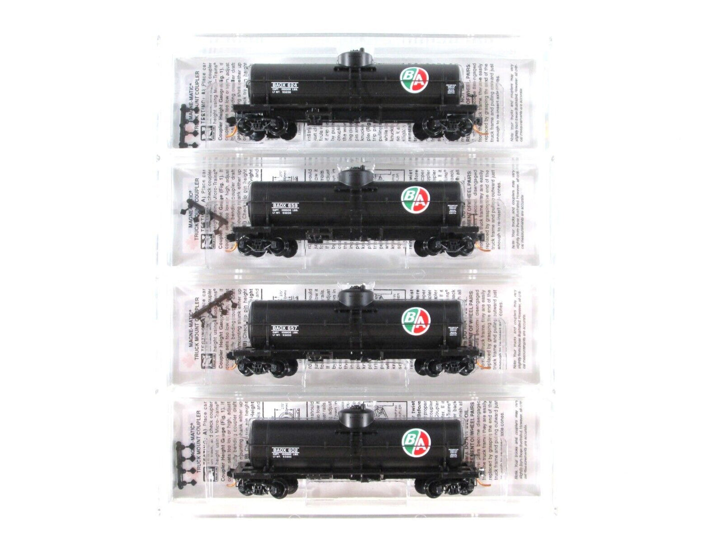 N Scale **BRITISH AMERICAN OIL** Tanker 4-Set - Micro Trains, PWRS Special *RARE