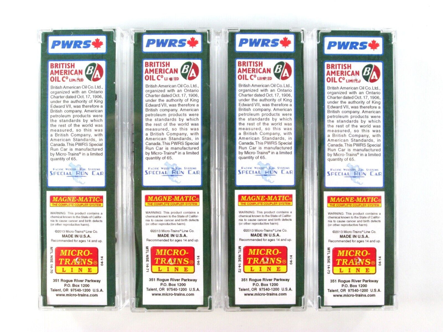 N Scale **BRITISH AMERICAN OIL** Tanker 4-Set - Micro Trains, PWRS Special *RARE