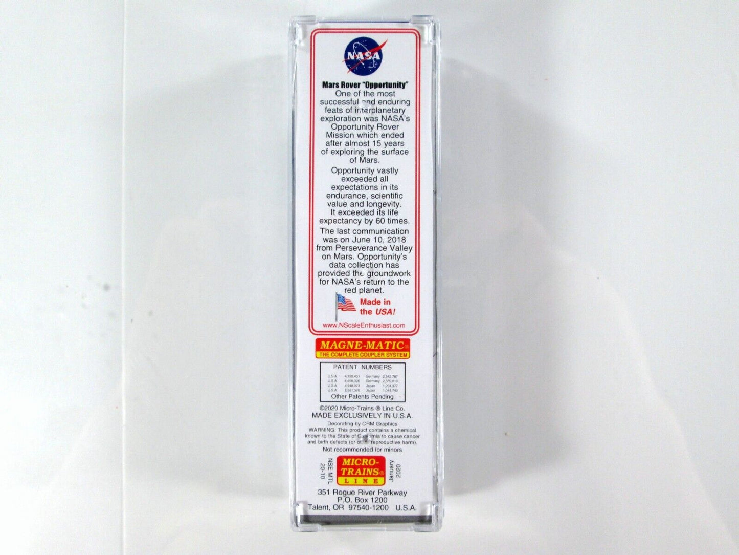 N Scale NASA **MARS ROVER OPPORTUNITY** Box Car -Micro Trains NSE 20-10 **RARE**