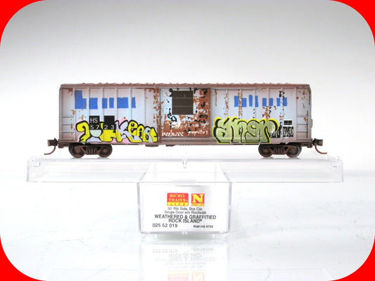 N Scale *ROCK ISLAND* Weathered Graffiti Box Car HS #5723 -Micro Trains 02552019
