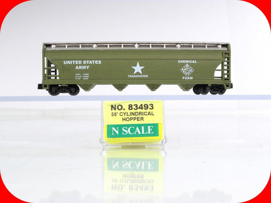 N Scale **US ARMY** 3-Bay Covered Hopper Chemical Transporter, Model Power 83493
