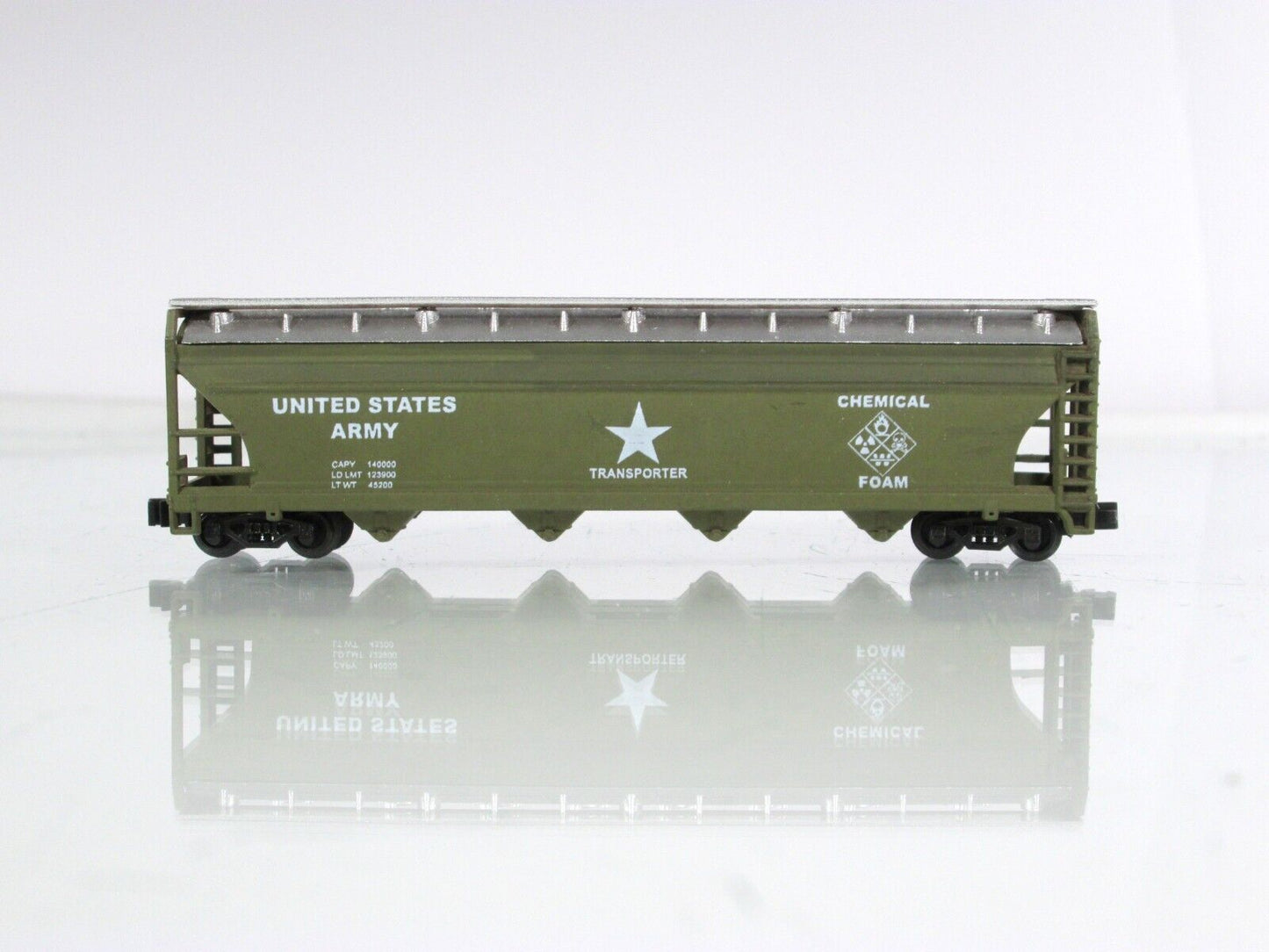 N Scale **US ARMY** 3-Bay Covered Hopper Chemical Transporter, Model Power 83493