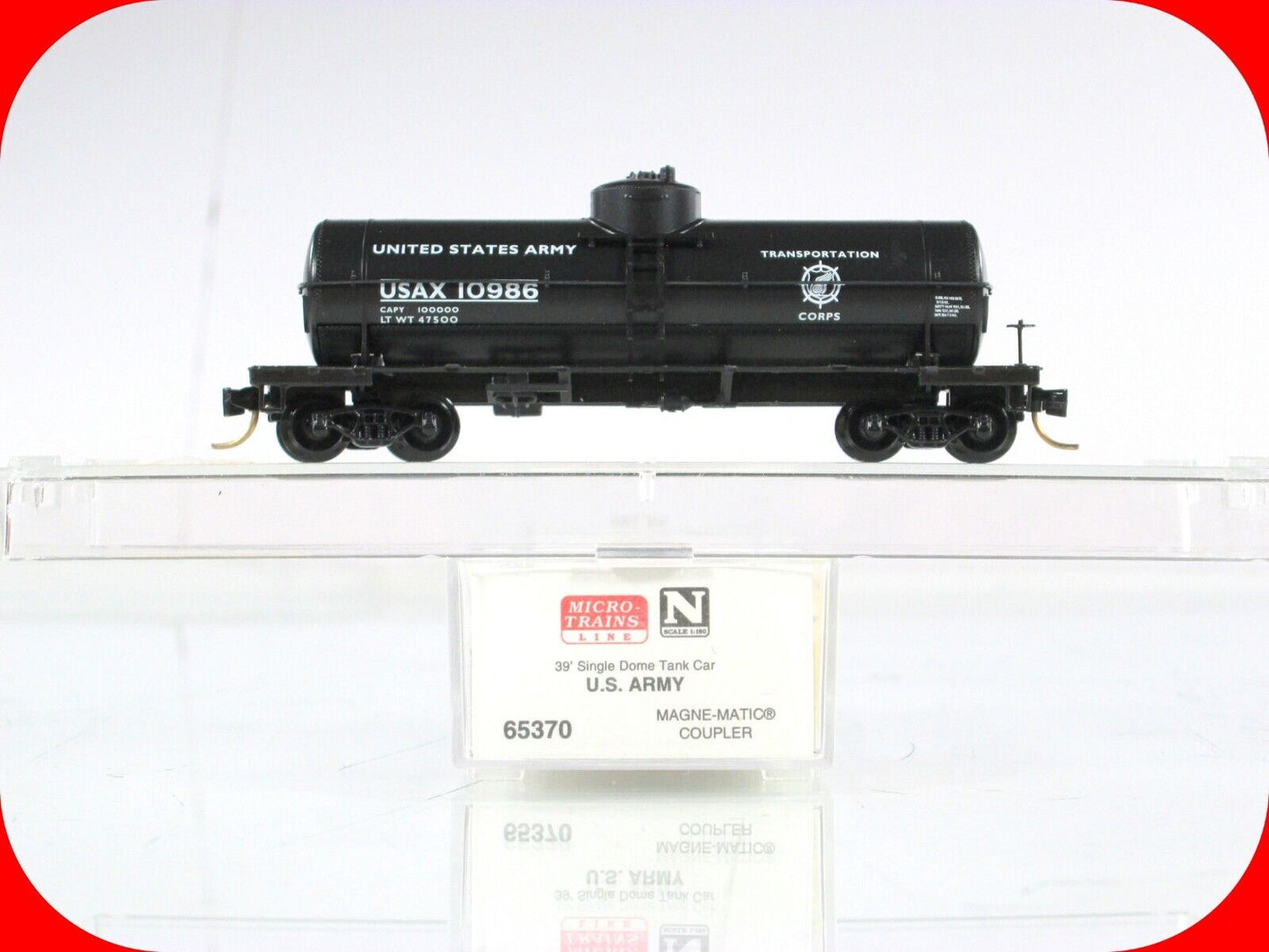 N Scale ***US ARMY*** 36' Single Dome Tank Car, USAX 10986 -- Micro Trains 65370