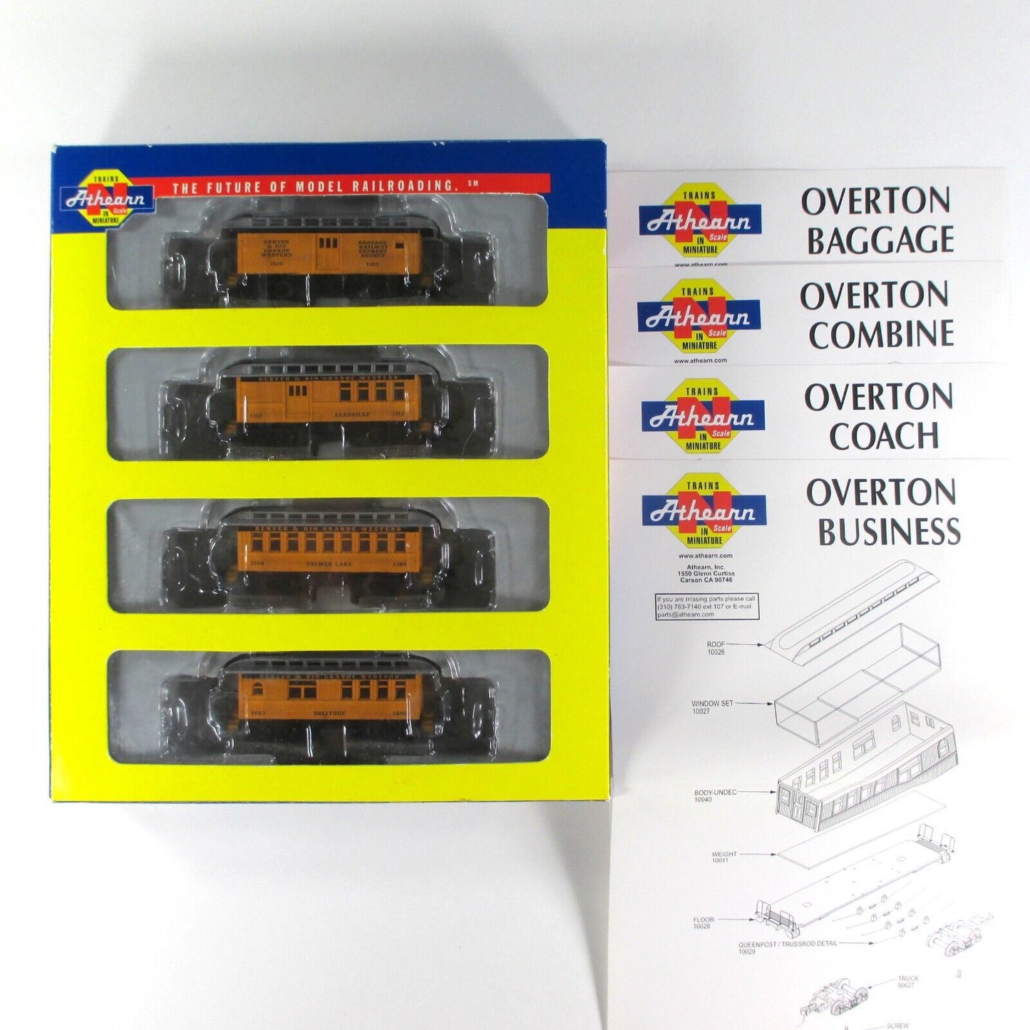 N Scale **DENVER RIO GRANDE** Silverton Old-Time Overton 4-Pack -- Athearn 11023