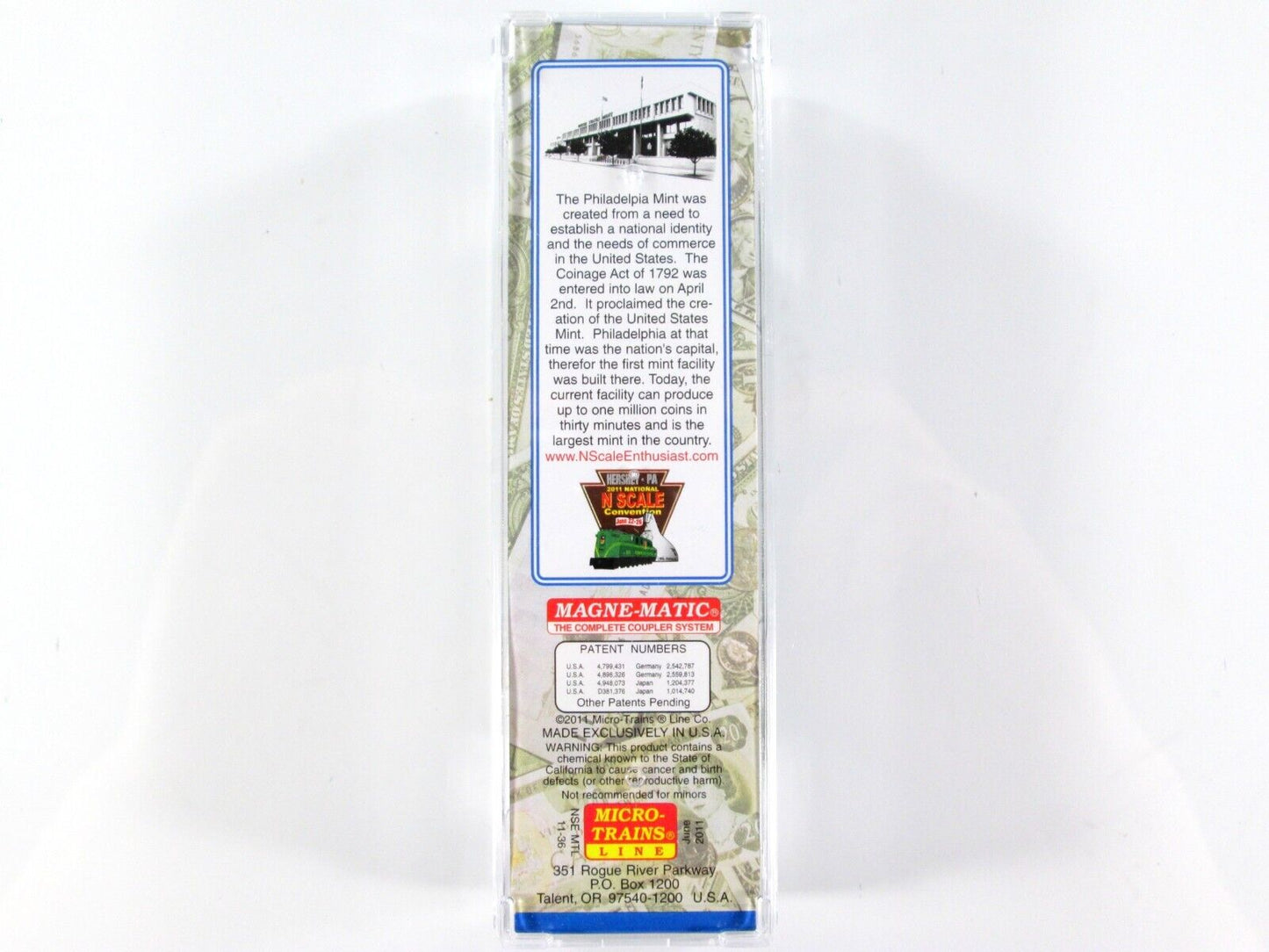N Scale PHILADELPHIA MINT Transparent Box Car --- Micro Trains / NSE Special Run