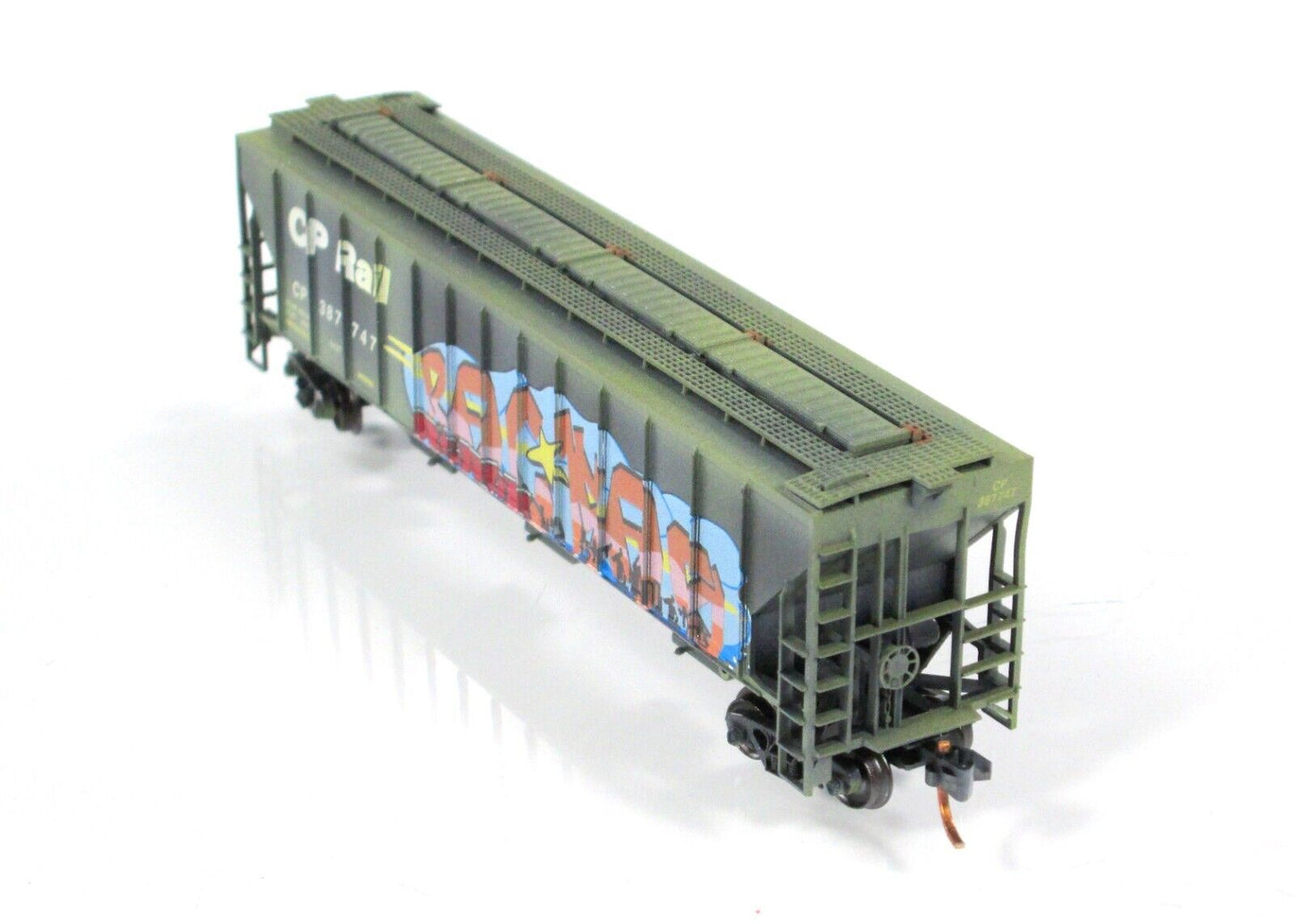 N Scale **CP RAIL** Weathered & Graffiti Hopper #387747 -- Micro Trains 09644060