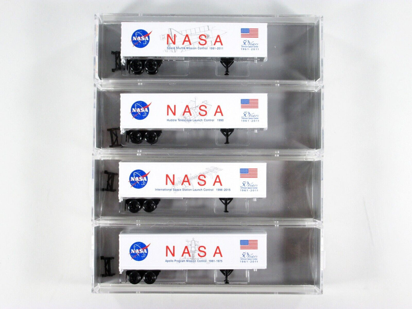N Scale ***NASA*** 50-Years Space Center Trailer 4-Pack - Micro Trains Special