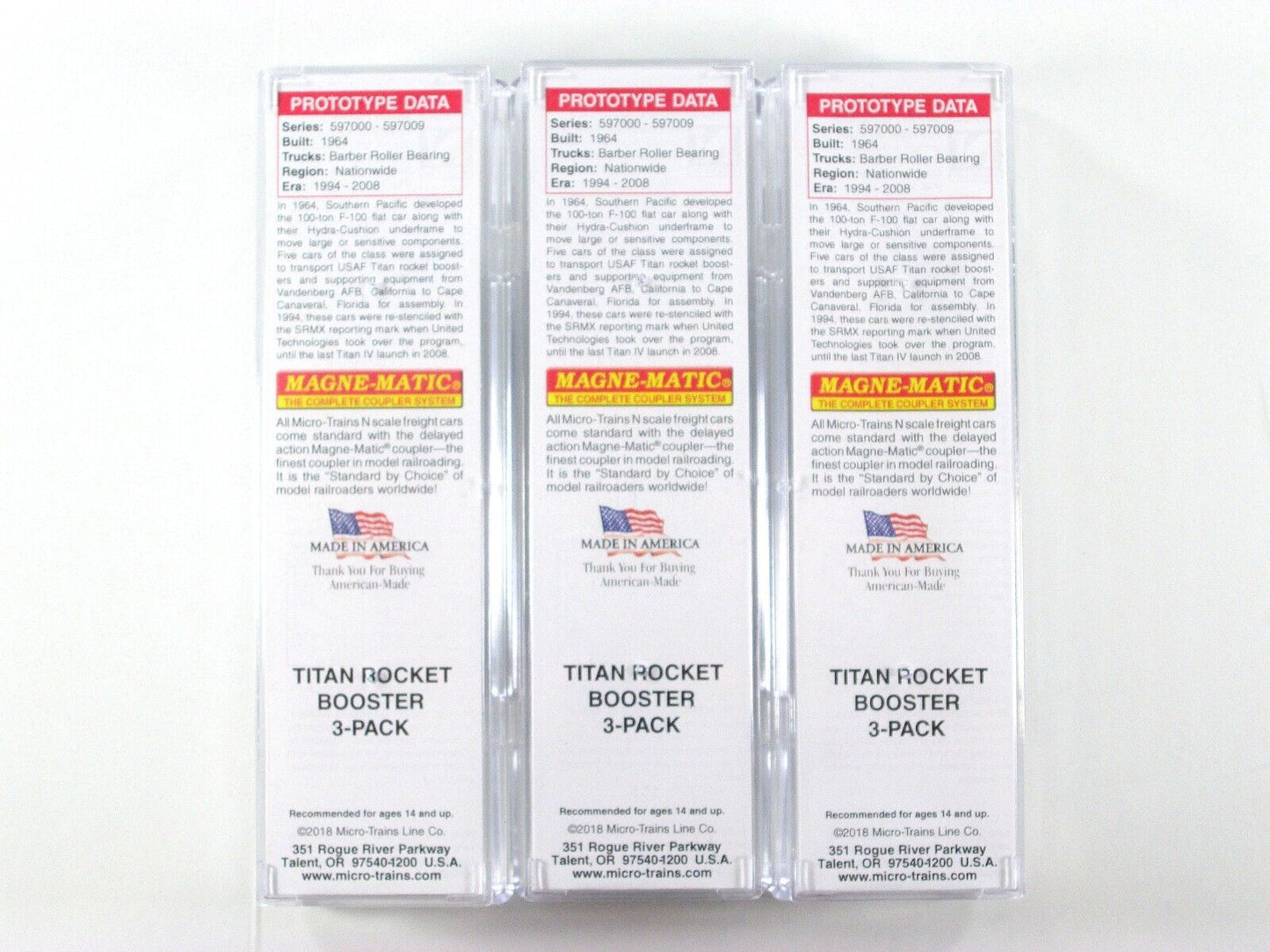 N Scale **TITAN ROCKET BOOSTER** Weathered Flat Car 3-Set -Micro Trains 99301680